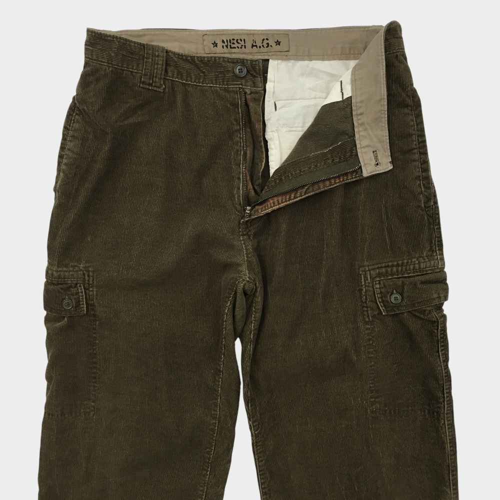 vintage Nesi A.G. Mens Y2K Corduroy Cargo Pants 35X30 Loose Baggy Wide Legn